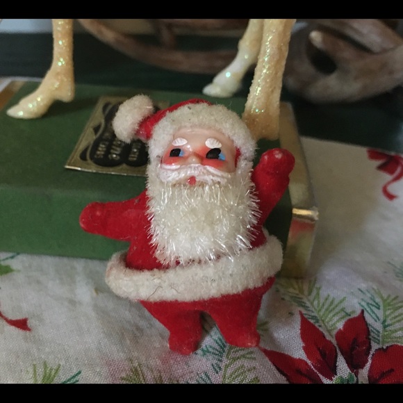 Vintage flocked pipe cleaner Santa Christmas - Picture 8 of 10